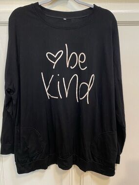 Be Kind Black Long Sleeve Graphic Top